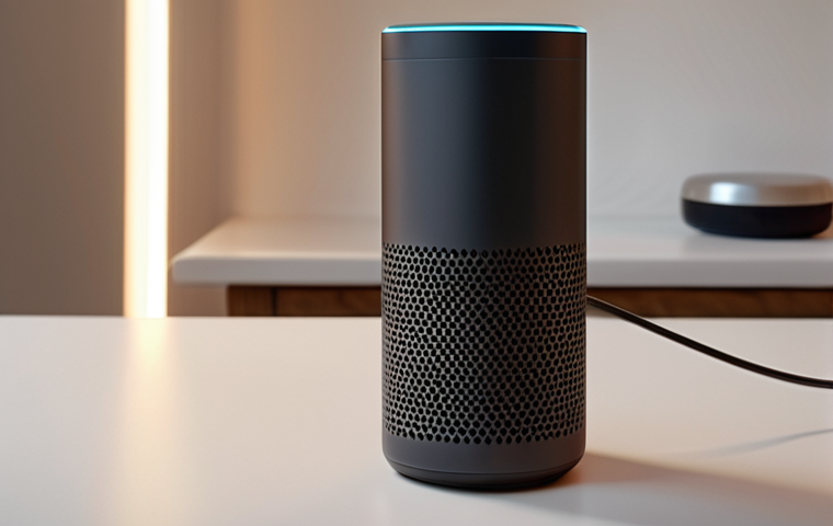 **A comforting voice assistant:** A friendly, empathetic voice assistant interface offering support and advice. Subtle light emanates from the device.