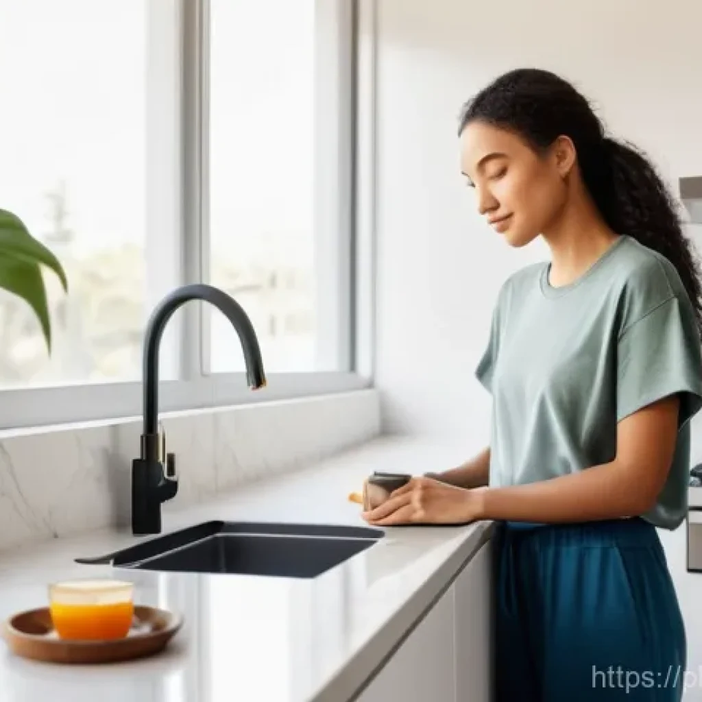 사용자 정의 음성 명령 설계 방법 - **Prompt:** A cozy, sun-drenched modern kitchen. A young woman in her late 20s, dressed in comfortab...