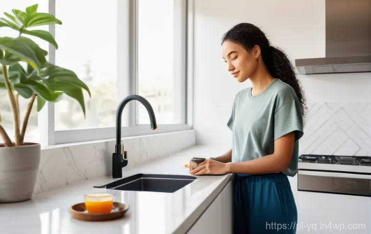 사용자 정의 음성 명령 설계 방법 - **Prompt:** A cozy, sun-drenched modern kitchen. A young woman in her late 20s, dressed in comfortab...