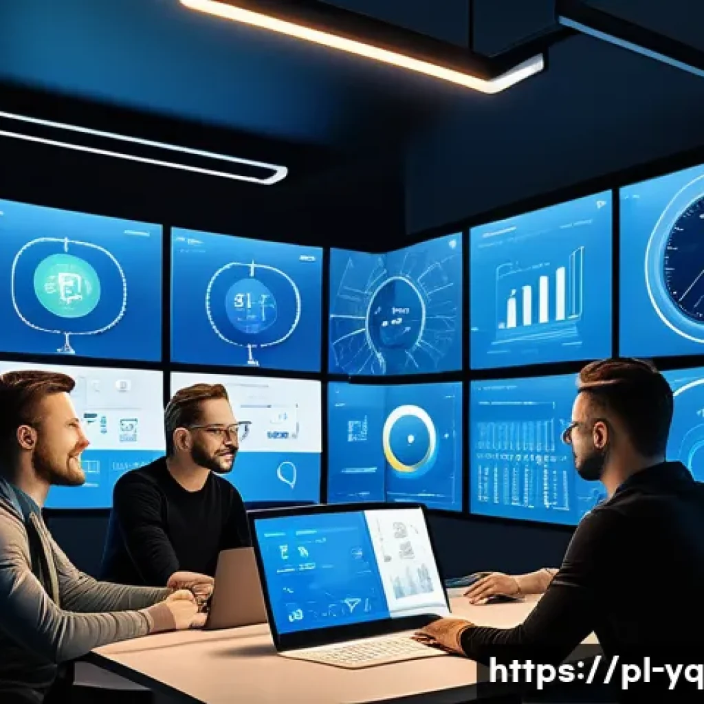 음성 인터페이스 설계를 위한 도구 및 플랫폼 - A modern office environment showing a diverse team of Polish software developers collaboratively des...