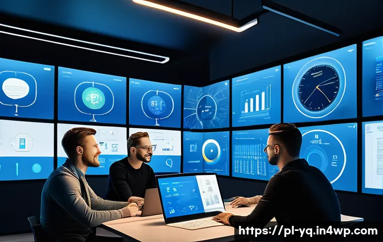 음성 인터페이스 설계를 위한 도구 및 플랫폼 - A modern office environment showing a diverse team of Polish software developers collaboratively des...