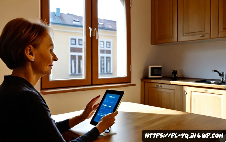 Home 17 음성 인터페이스 설계에서의 피드백 루프 구축 - Photorealistic home usability testing scene in Warsaw, Poland: a Polish woman in her 60s speaking na...